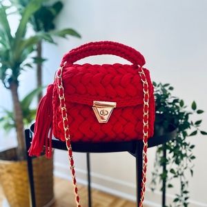 Handmade bag/Crochet bag/Crochet handbag/Hand knitted bag/Shoulder bag/ Red bag